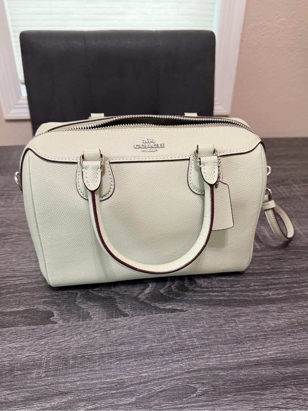 Coach Mini Bennett Pebbled Leather Satchel in Mint Green